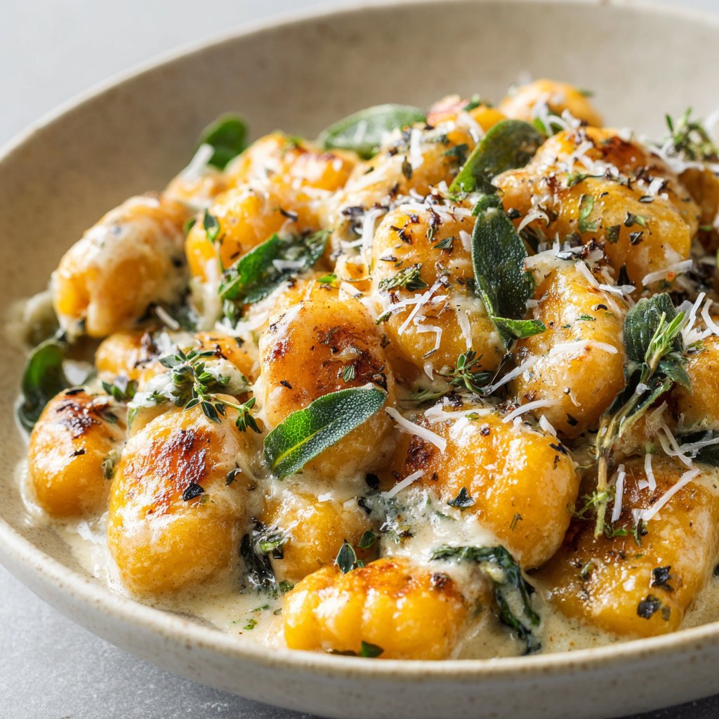Creamy Butternut Squash Gnocchi with Herbs