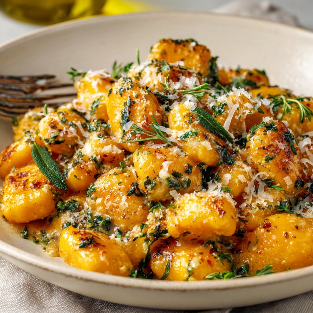 Creamy Butternut Squash Gnocchi with Herbs