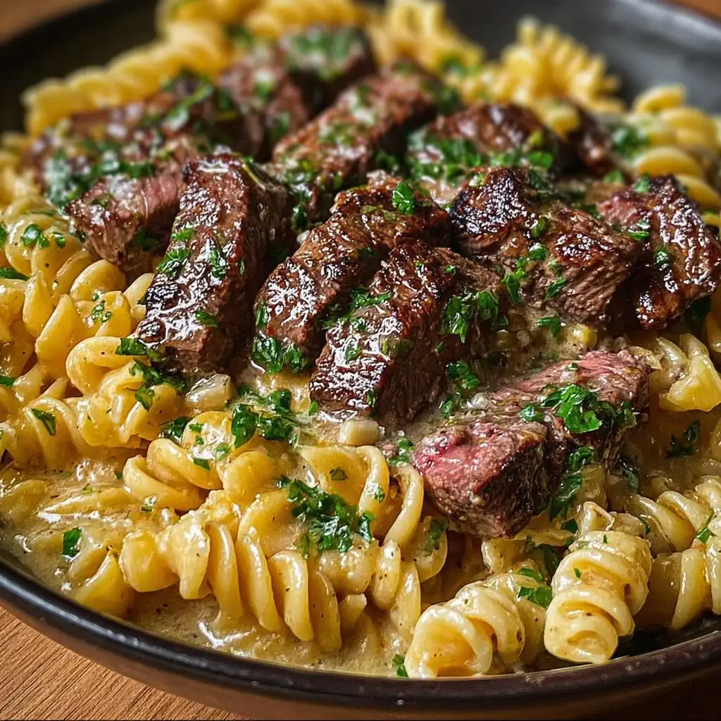 Creamy Garlic Butter Steak & Pasta Recipe