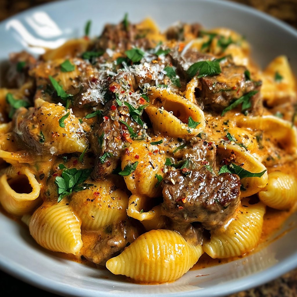 Creamy Paprika Steak Shells