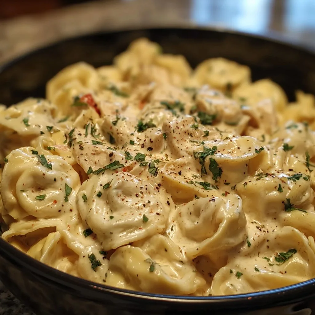 Crockpot Chicken Alfredo Tortellini