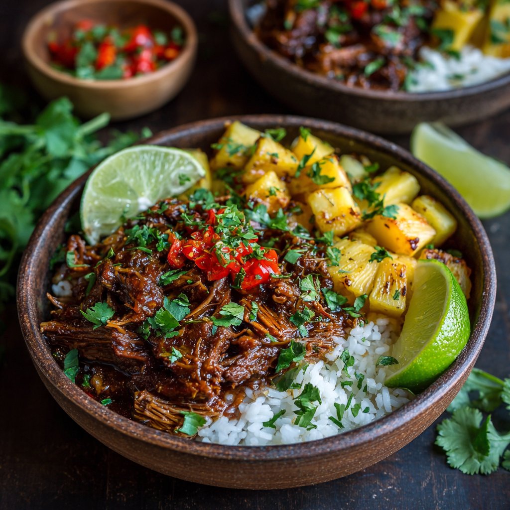 Crockpot Chipotle Pineapple Pot Roast Bowls