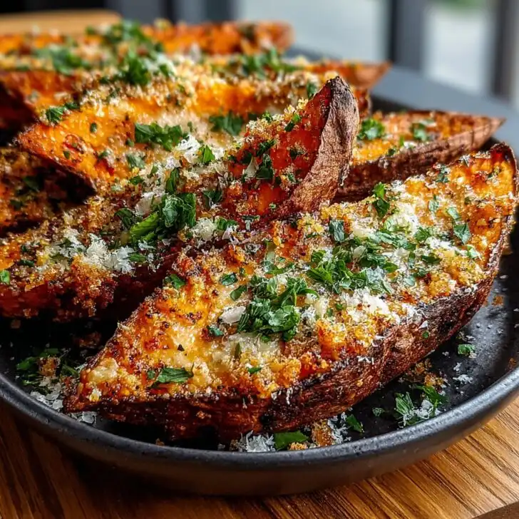 Garlic Parmesan Sweet Potato Wedges