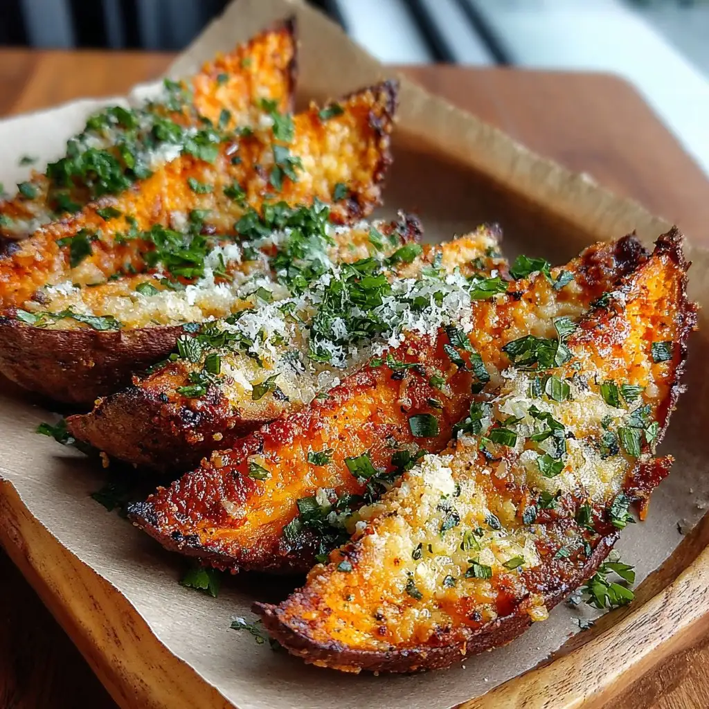 Garlic Parmesan Sweet Potato Wedges 2 Garlic Parmesan Sweet Potato Wedges