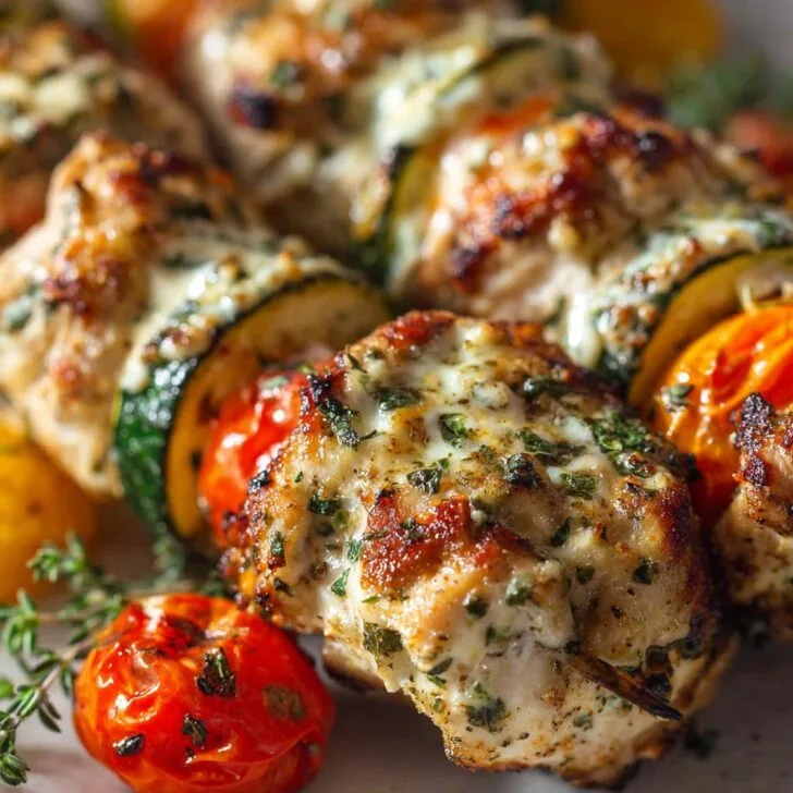 Grilled Ranch Garlic Parmesan Chicken Skewers