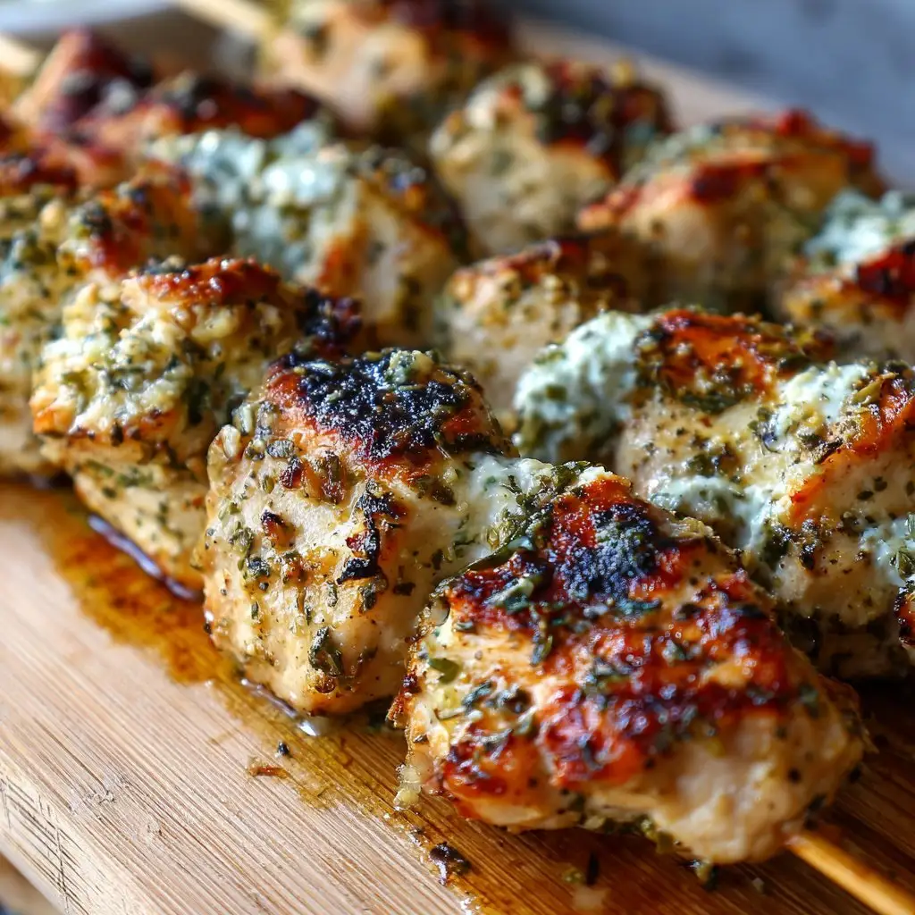 Grilled Ranch Garlic Parmesan Chicken Skewers