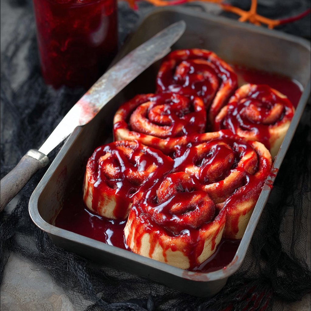 Halloween Bloody Cinnamon Rolls