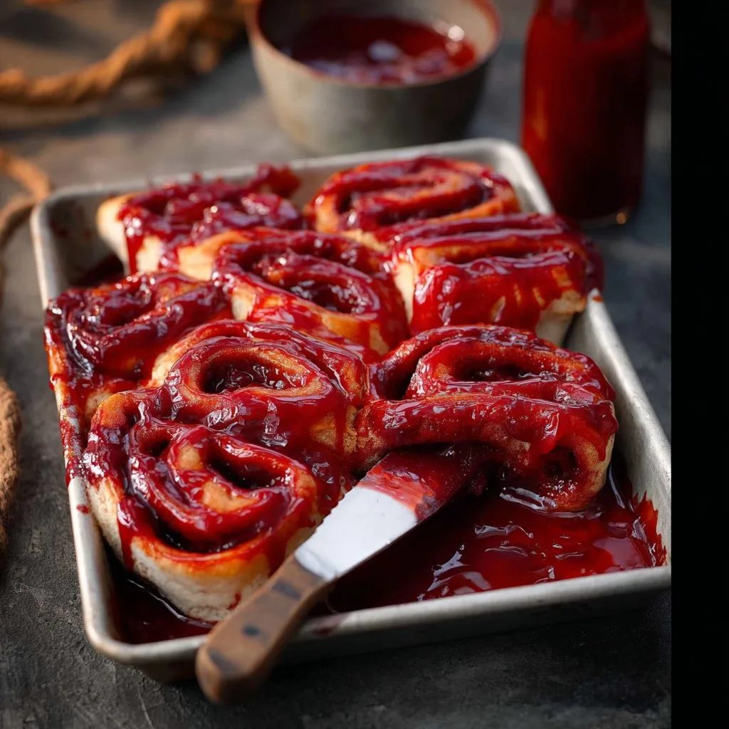 Halloween Bloody Cinnamon Rolls
