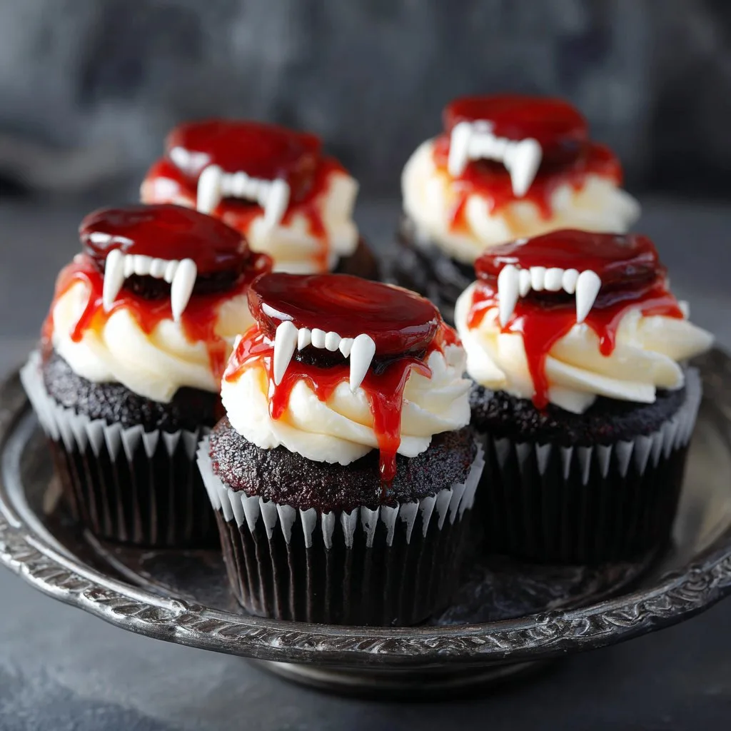 Halloween Vampire Bite Cupcakes