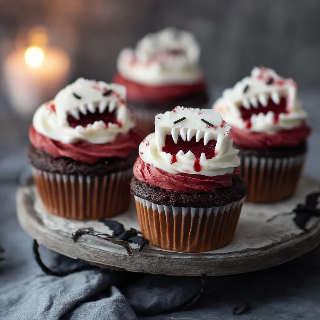 Halloween Vampire Bite Cupcakes