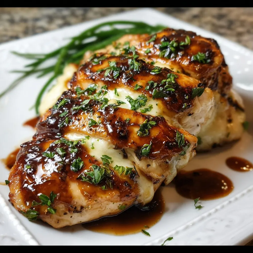 Keto Balsamic Baked Chicken Breast with Mozzarella Cheese