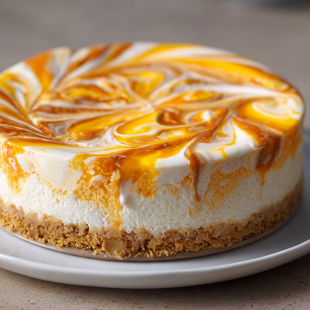 No-Bake Creamsicle Cheesecake (Orange & Vanilla Swirl)