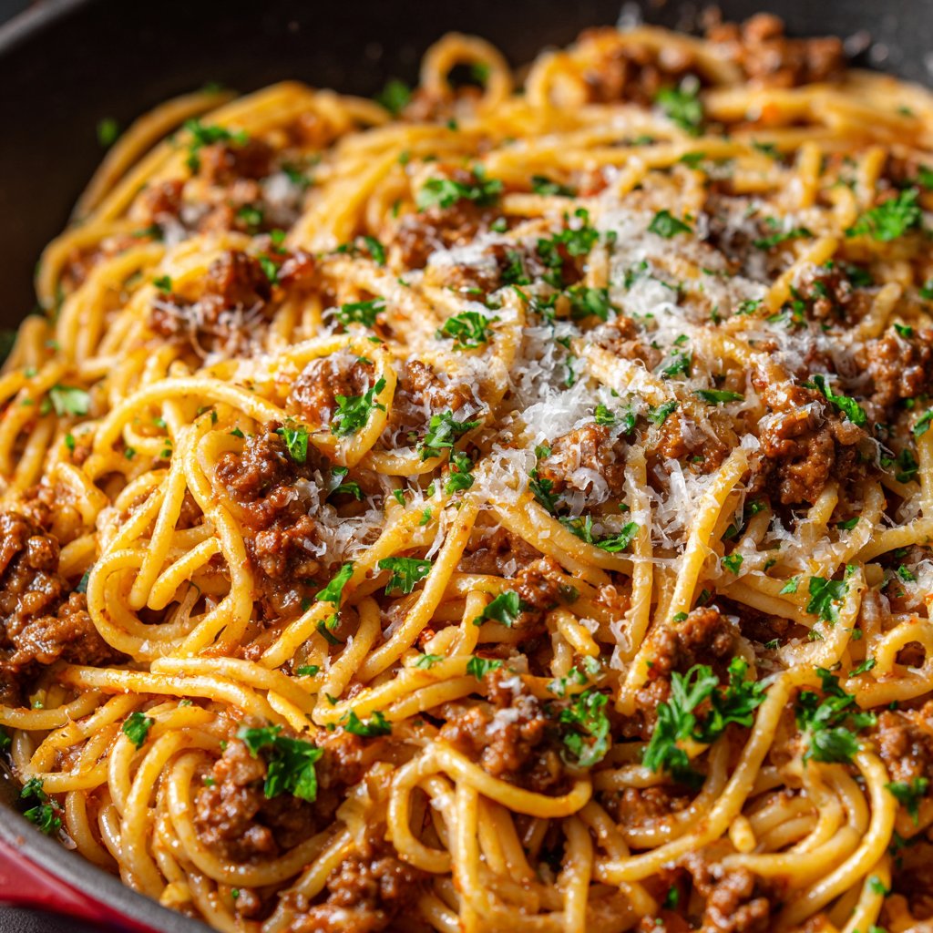 One Pot Spaghetti and Ground Beef Dinner