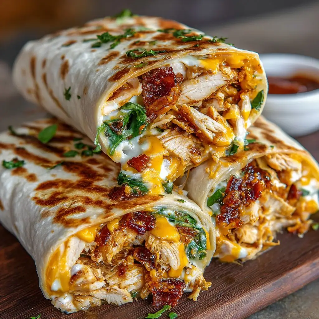 Ooey-Gooey Cheesy Garlic Wraps with Chicken