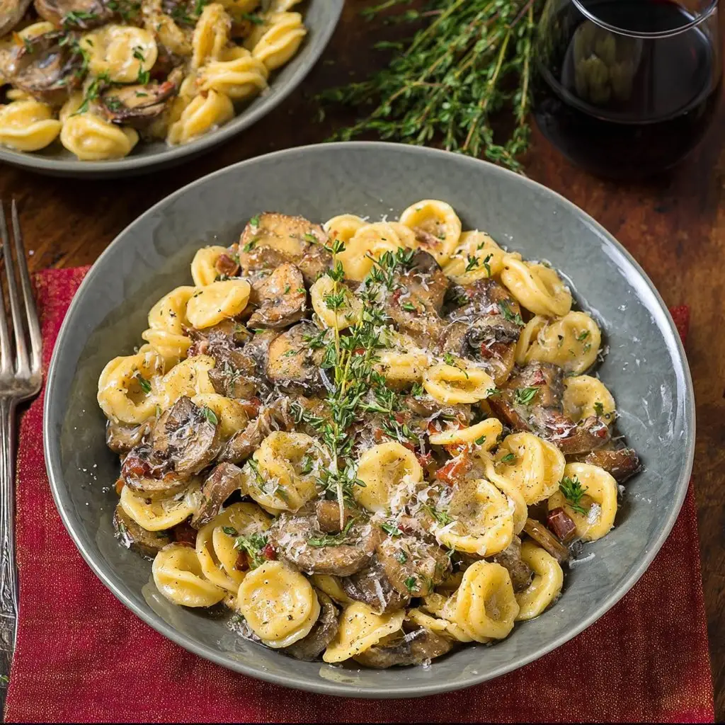 Orecchiette with Mushroom Thyme Sauce 2 Orecchiette with Mushroom Thyme Sauce