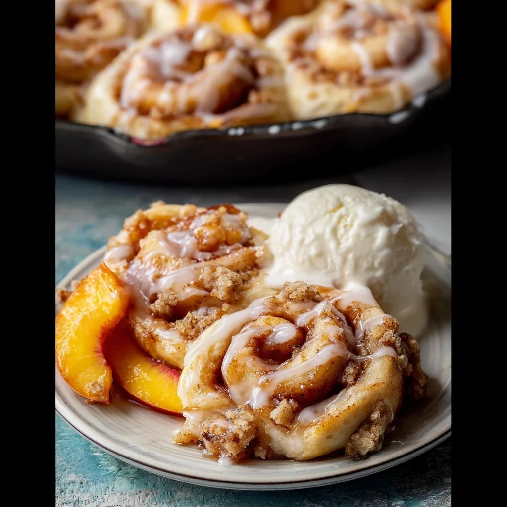 Peach Cobbler Cinnamon Rolls Recipe 2 Peach Cobbler Cinnamon Rolls Recipe
