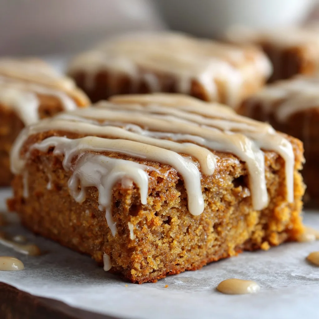 Pumpkin Bars with Spiced Icing Drizzle