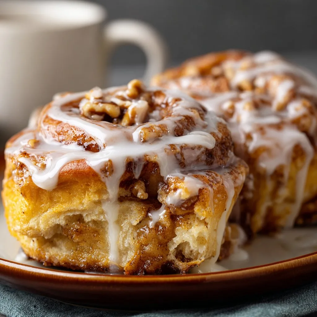 Pumpkin Cinnamon Rolls with Glaze Topping
