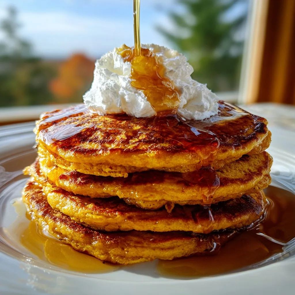 Pumpkin Pancakes with Maple Syrup