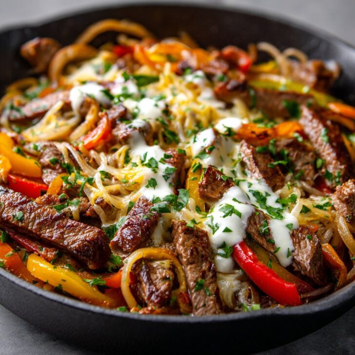 Queso Steak Fajita Skillet Quick Meal