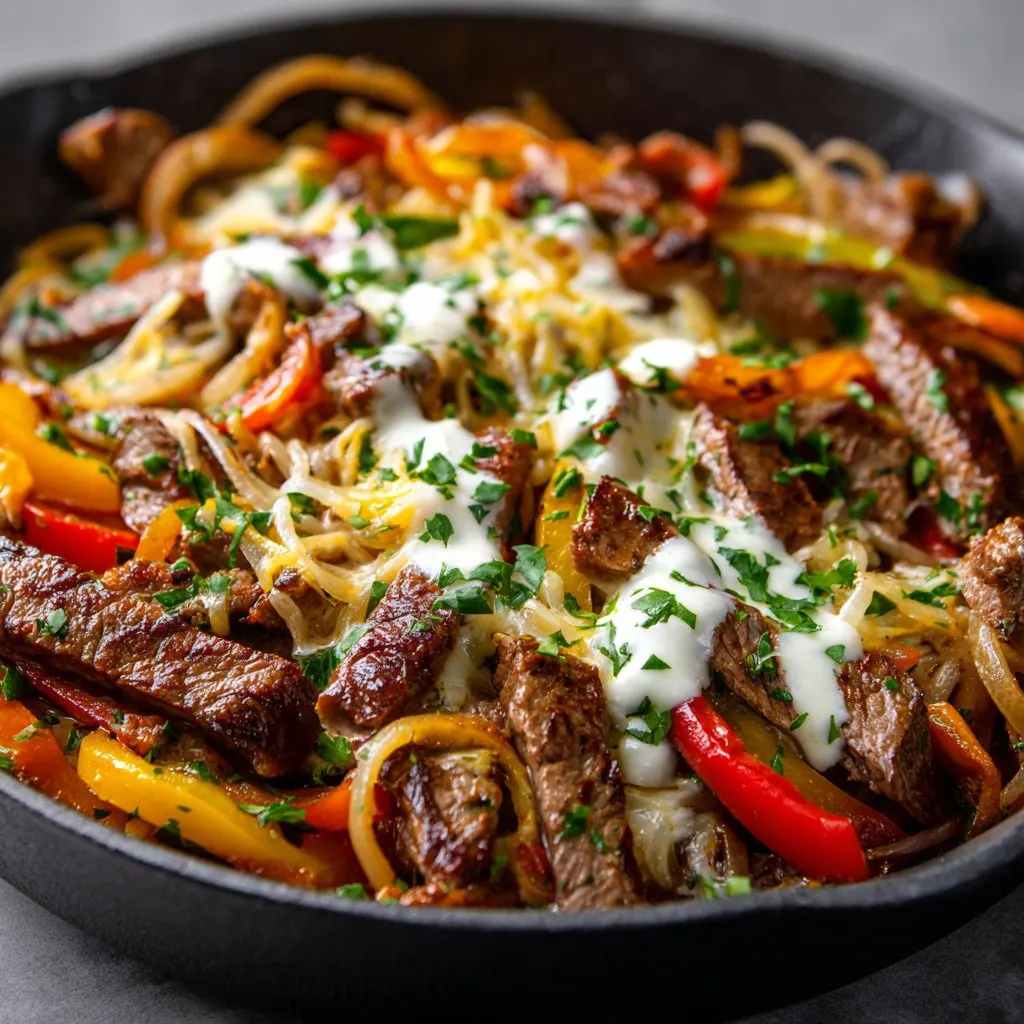 Queso Steak Fajita Skillet Quick Meal