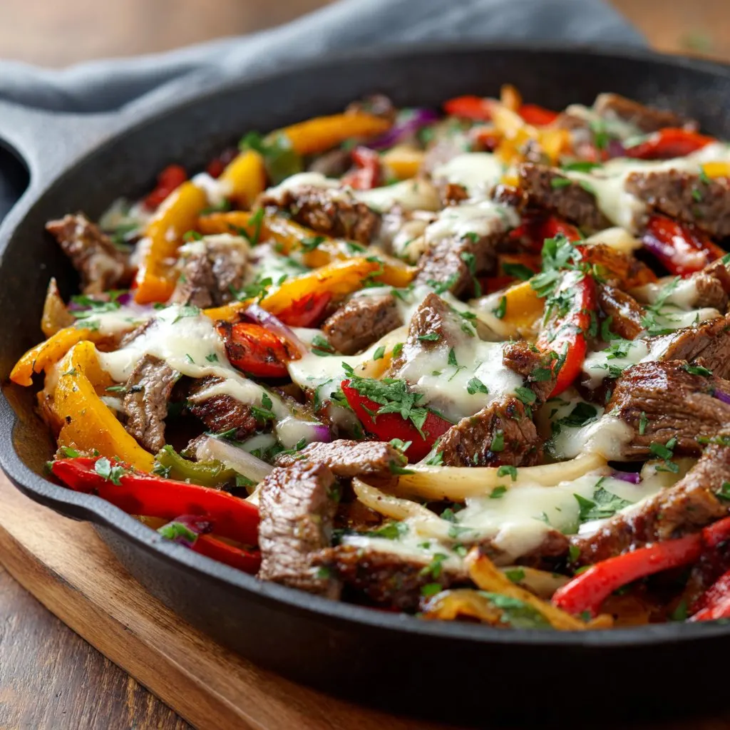 Queso Steak Fajita Skillet Quick Meal
