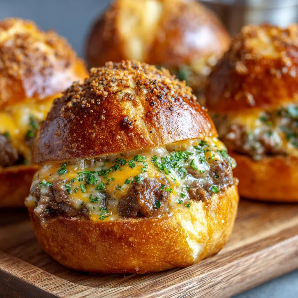 Cheeseburger Bombs with Garlic Butter