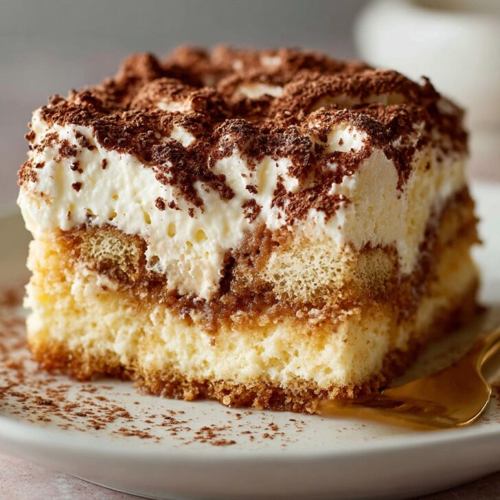 Tiramisu Poke Cake (No Bake Layers)