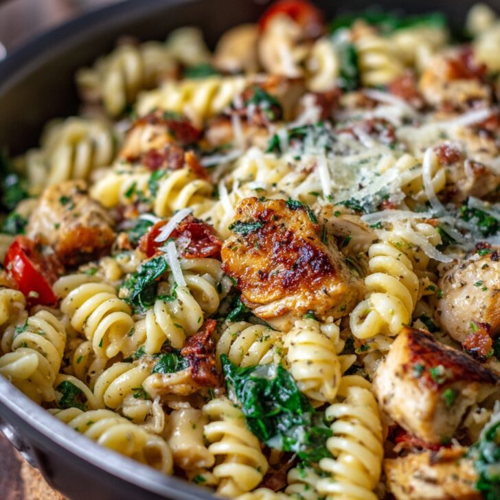 One Pot Tuscan Chicken Pasta (Easy)