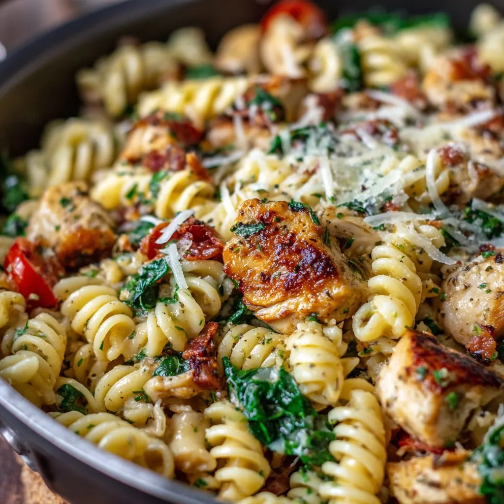 One Pot Tuscan Chicken Pasta (Easy)