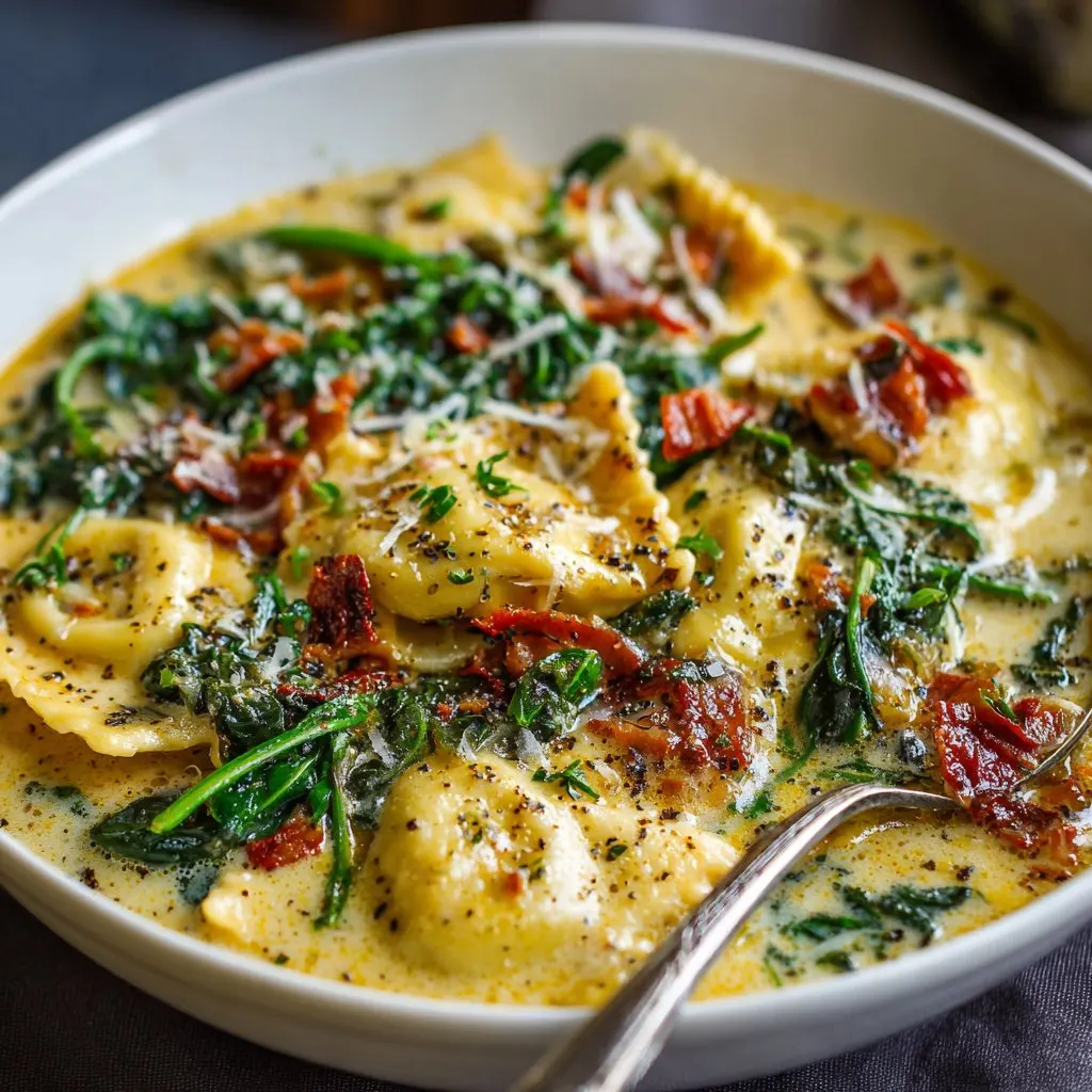 Creamy Tuscan Ravioli Soup Recipe
