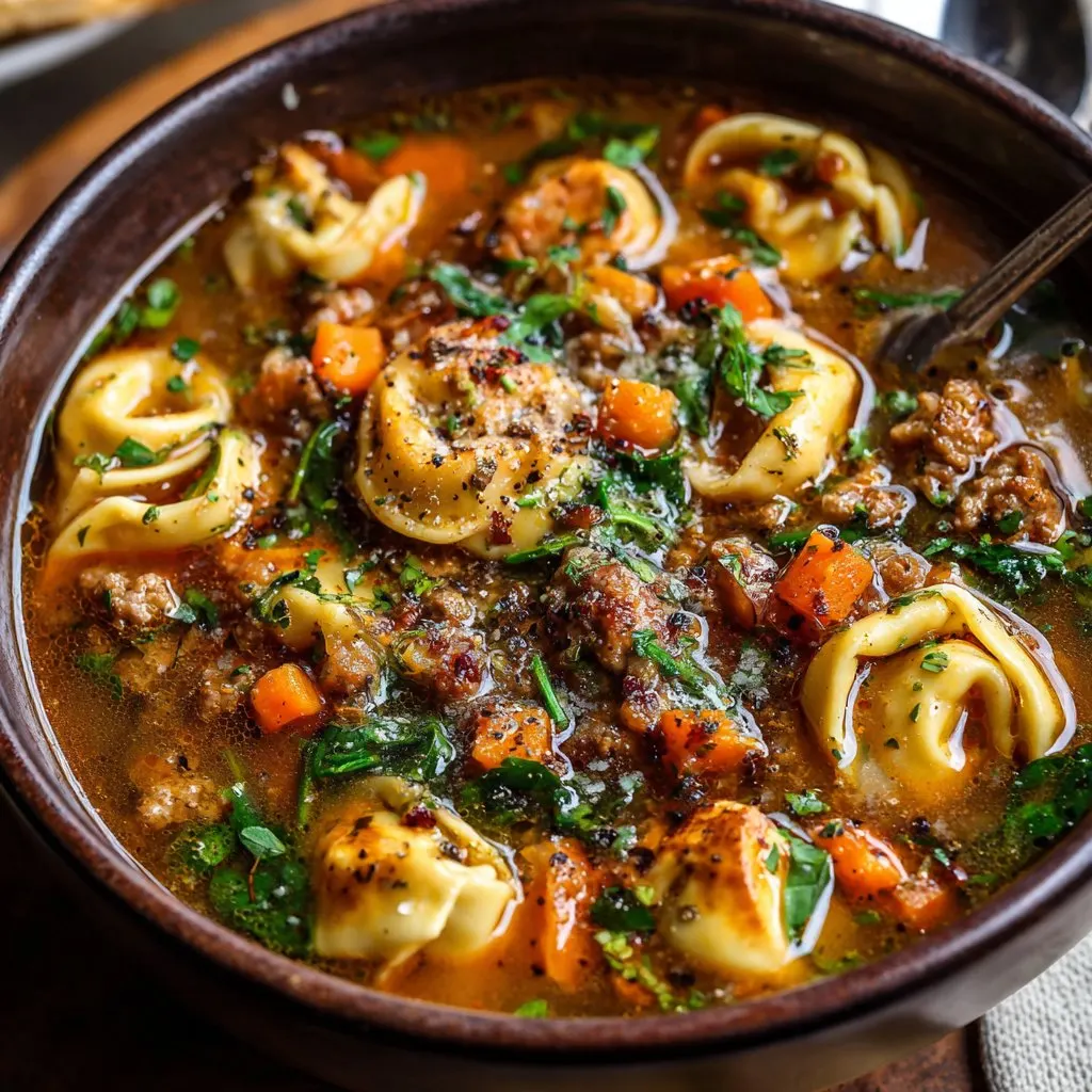 Autumn Tortellini Soup with Sausage