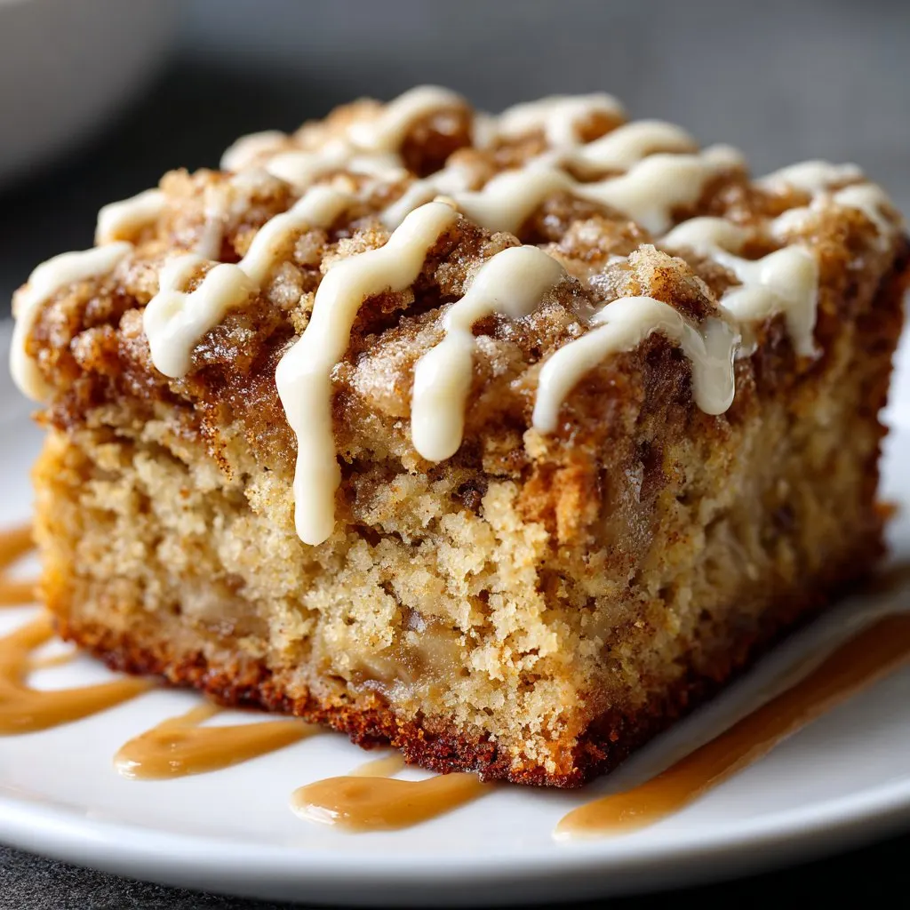 Apple Crumb Cake with Cinnamon Drizzle