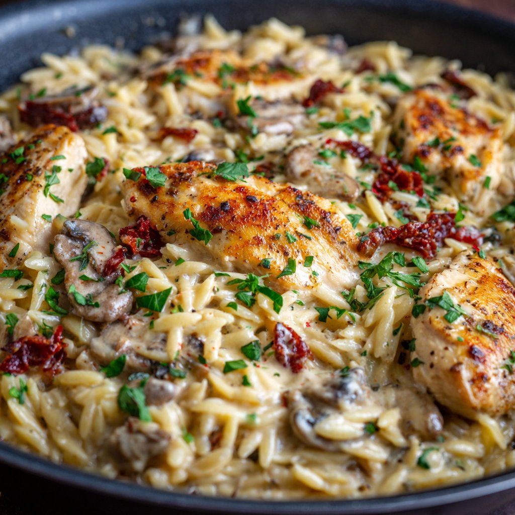 Stovetop Creamy Chicken Orzo Bake
