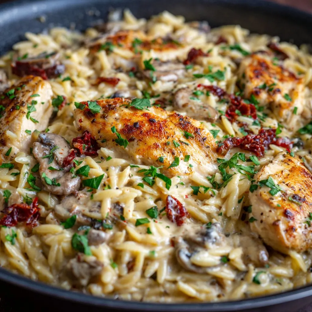 Stovetop Creamy Chicken Orzo Bake