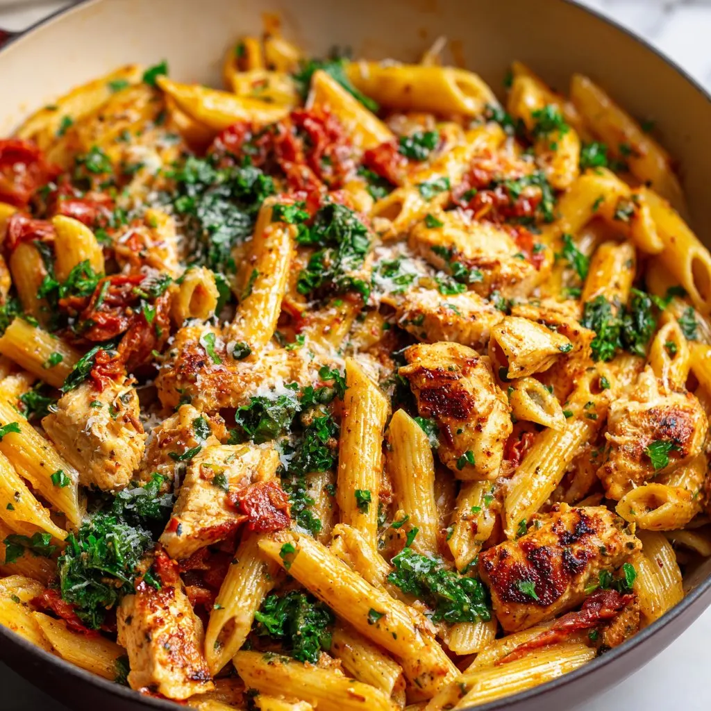 One Pot Tuscan Chicken Pasta (Easy)