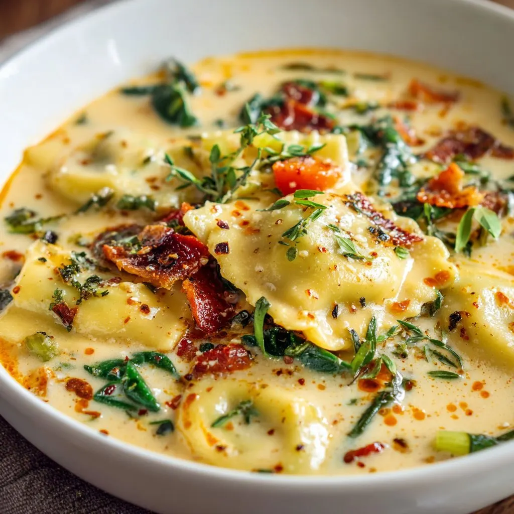 Creamy Tuscan Ravioli Soup Recipe 1 Creamy Tuscan Ravioli Soup Recipe