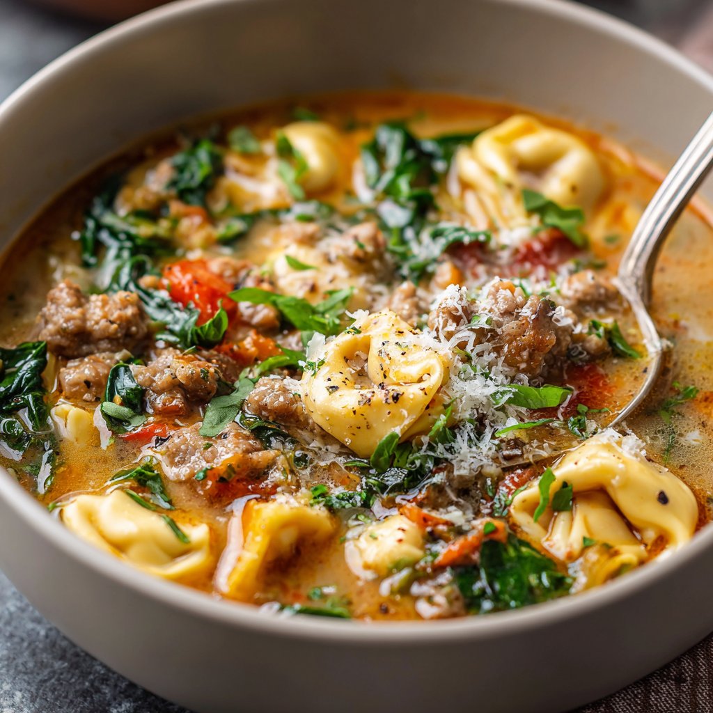 Autumn Tortellini Soup with Sausage