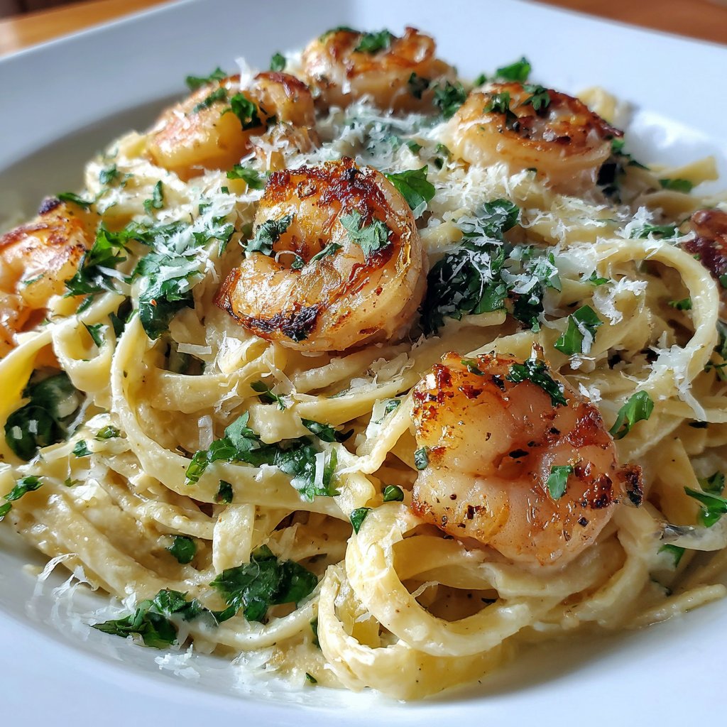 Shrimp Alfredo Pasta Creamy Garlic