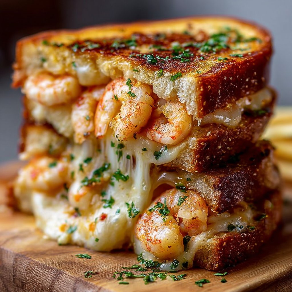 Shrimp Grilled Cheese With Garlic Bread