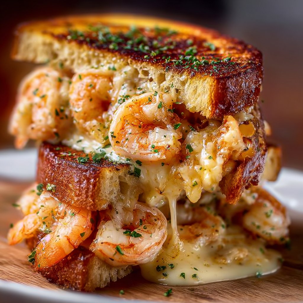 Shrimp Grilled Cheese With Garlic Bread