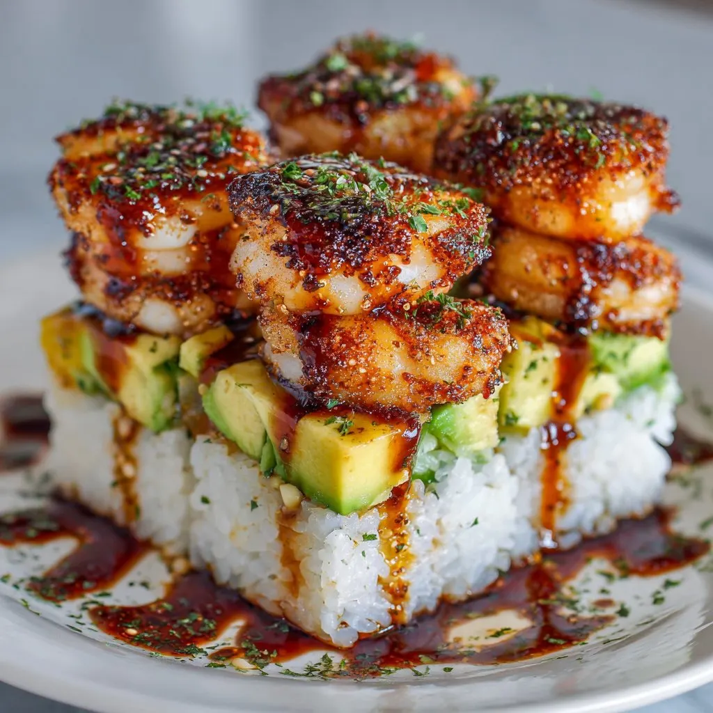 Spicy Shrimp Sushi Stacks 1 Spicy Shrimp Sushi Stacks
