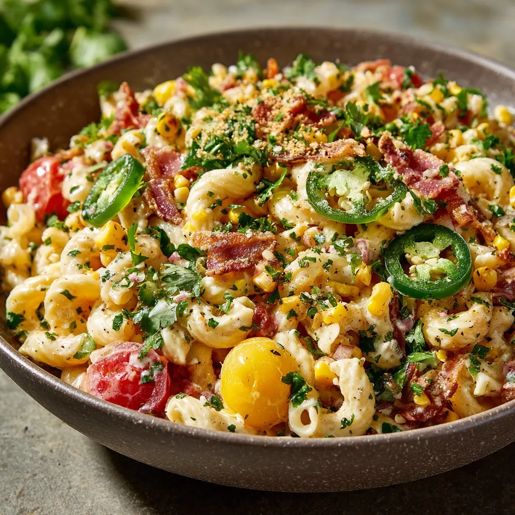 Street Corn Pasta Salad with Jalapeños