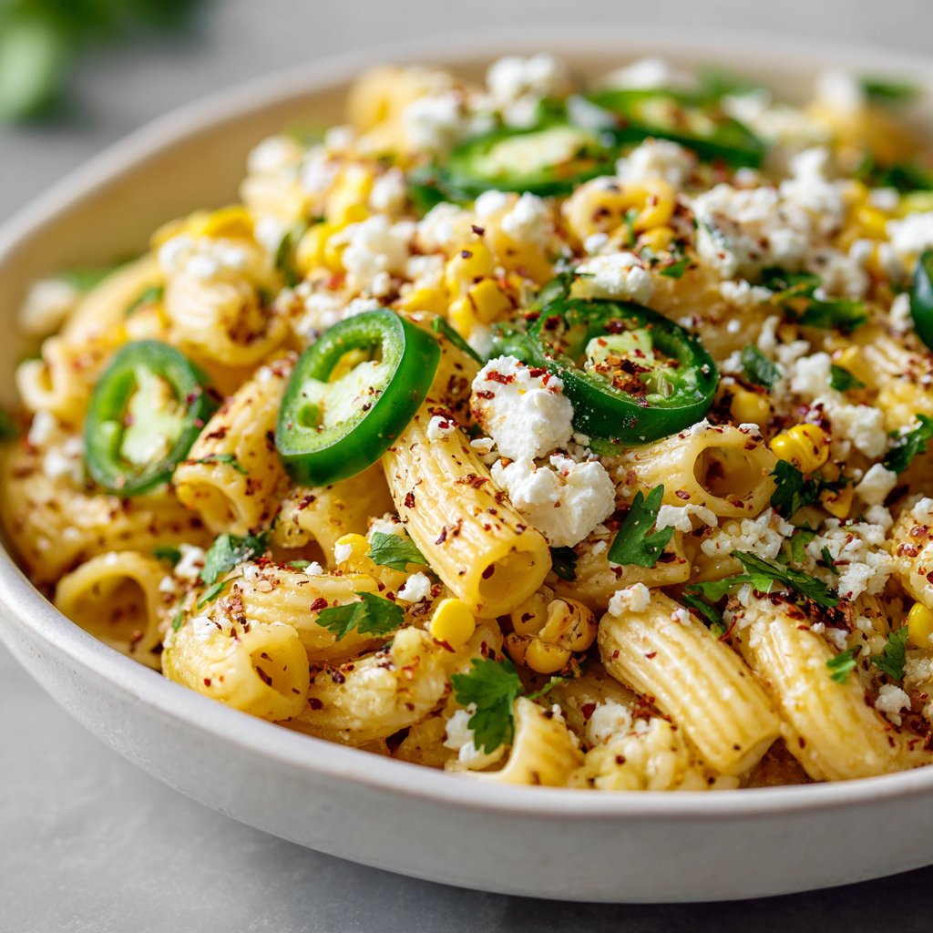 Street Corn Pasta Salad with Jalapeños