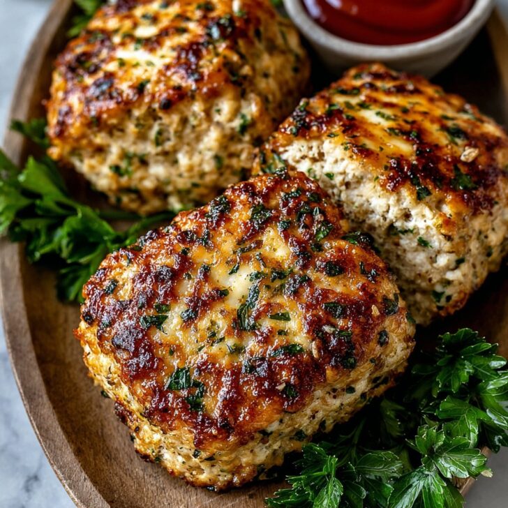 The Easiest Garlic Parmesan Chicken Meatloaves