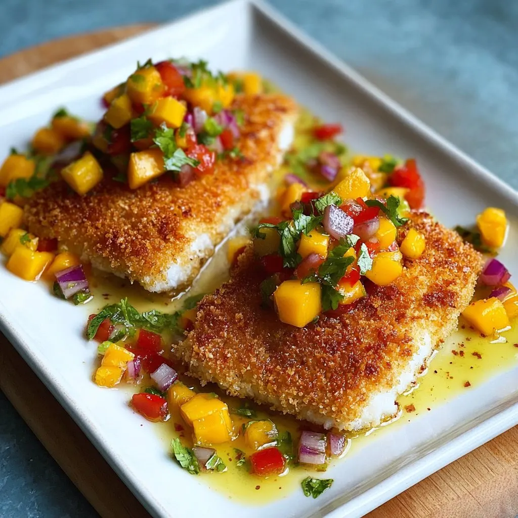 Tropical Coconut Crusted Fish with Mango Salsa