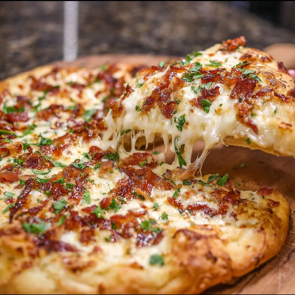 Bacon Alfredo Pizza 1 Bacon Alfredo Pizza