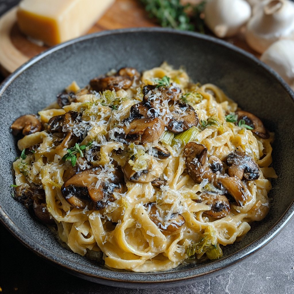 Caramelized Leek and Mushroom Gruyere Pasta