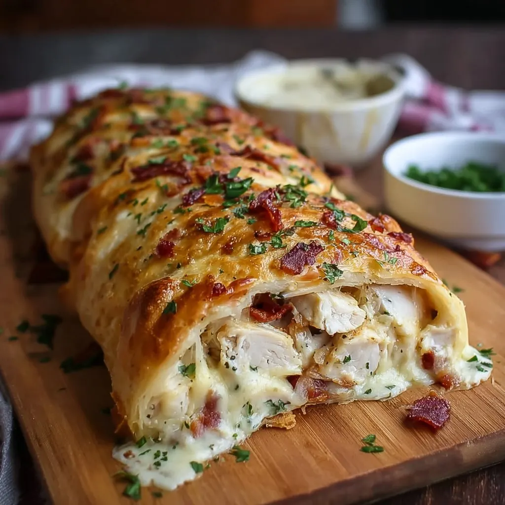 Chicken Bacon Ranch Stromboli 1 Chicken Bacon Ranch Stromboli