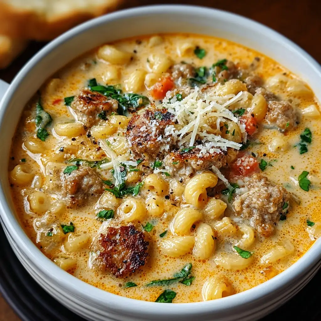 Creamy Parmesan Italian Sausage Ditalini Soup Recipe